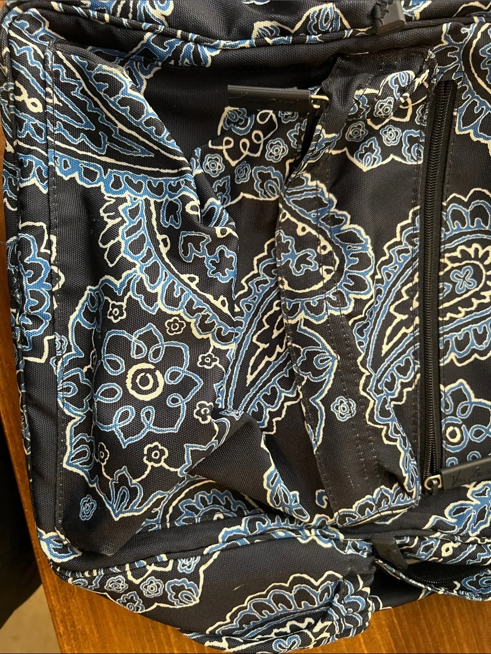 Vera Bradley Navy Paisley Backpack with Blue & White Accents